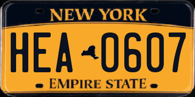 NY license plate HEA0607