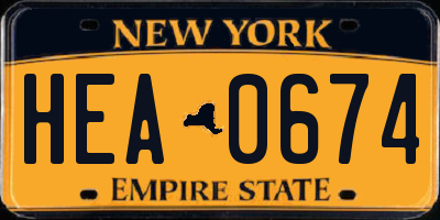 NY license plate HEA0674