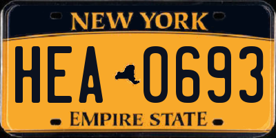 NY license plate HEA0693