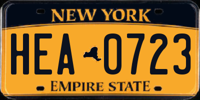 NY license plate HEA0723