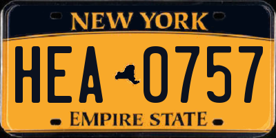 NY license plate HEA0757