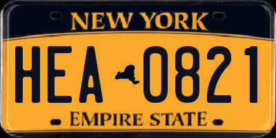NY license plate HEA0821