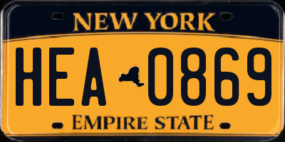 NY license plate HEA0869