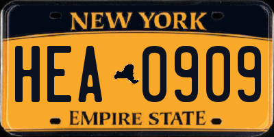 NY license plate HEA0909
