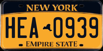 NY license plate HEA0939