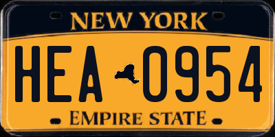 NY license plate HEA0954