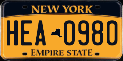 NY license plate HEA0980