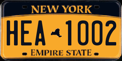 NY license plate HEA1002