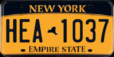 NY license plate HEA1037