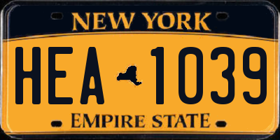 NY license plate HEA1039