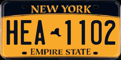 NY license plate HEA1102
