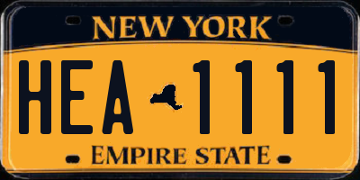 NY license plate HEA1111