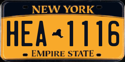 NY license plate HEA1116