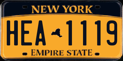 NY license plate HEA1119