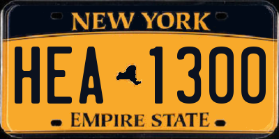 NY license plate HEA1300