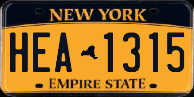 NY license plate HEA1315