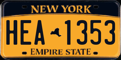 NY license plate HEA1353