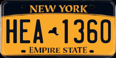 NY license plate HEA1360