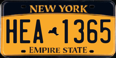 NY license plate HEA1365