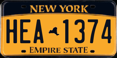 NY license plate HEA1374