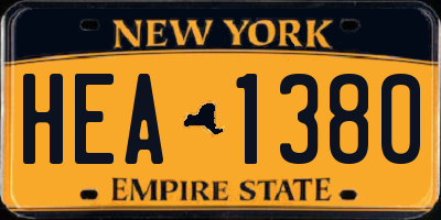 NY license plate HEA1380