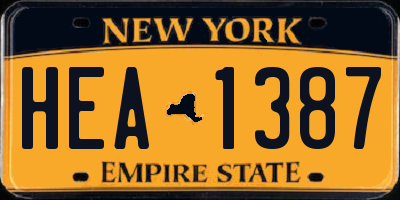 NY license plate HEA1387