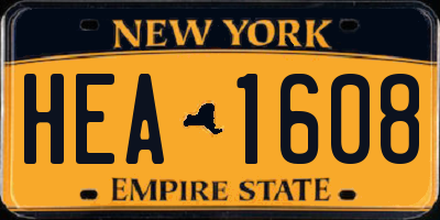 NY license plate HEA1608