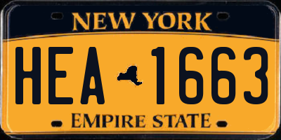 NY license plate HEA1663