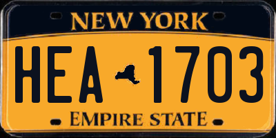 NY license plate HEA1703