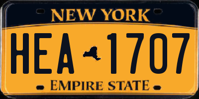 NY license plate HEA1707
