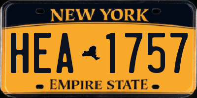 NY license plate HEA1757