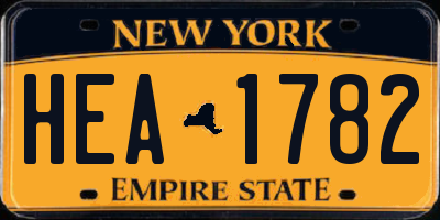 NY license plate HEA1782