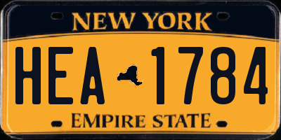 NY license plate HEA1784