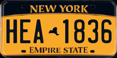 NY license plate HEA1836