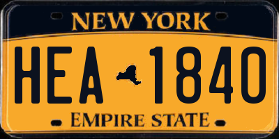 NY license plate HEA1840