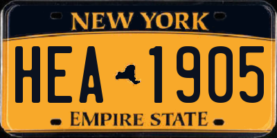 NY license plate HEA1905