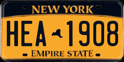 NY license plate HEA1908