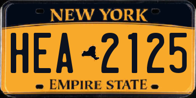 NY license plate HEA2125