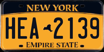 NY license plate HEA2139