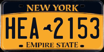 NY license plate HEA2153