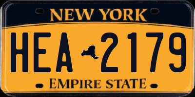 NY license plate HEA2179