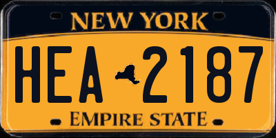 NY license plate HEA2187