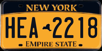 NY license plate HEA2218