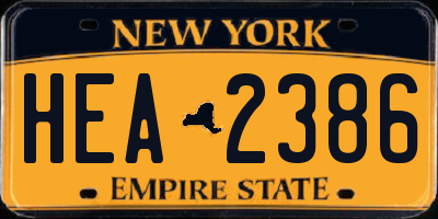 NY license plate HEA2386