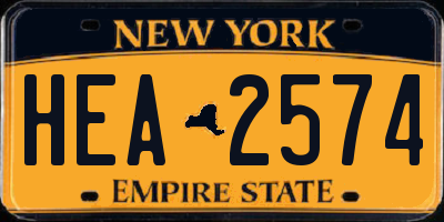 NY license plate HEA2574