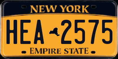NY license plate HEA2575