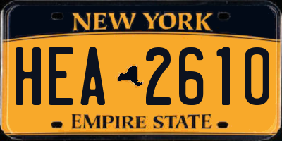 NY license plate HEA2610