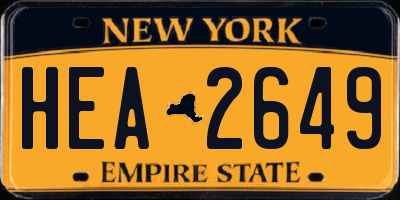 NY license plate HEA2649