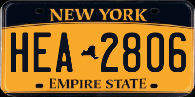 NY license plate HEA2806