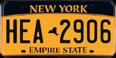 NY license plate HEA2906